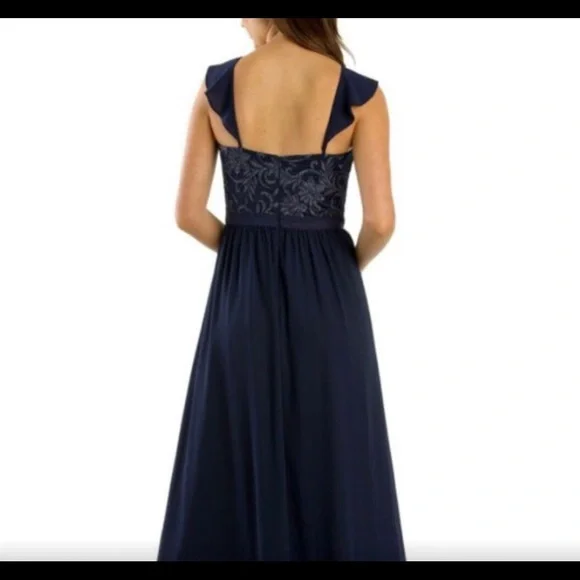 🌿 REVIEW 🌿 Liliana Navy Blue Formal Maxi Dress Full Length Cross Straps Size 8 - Picture 3 of 10